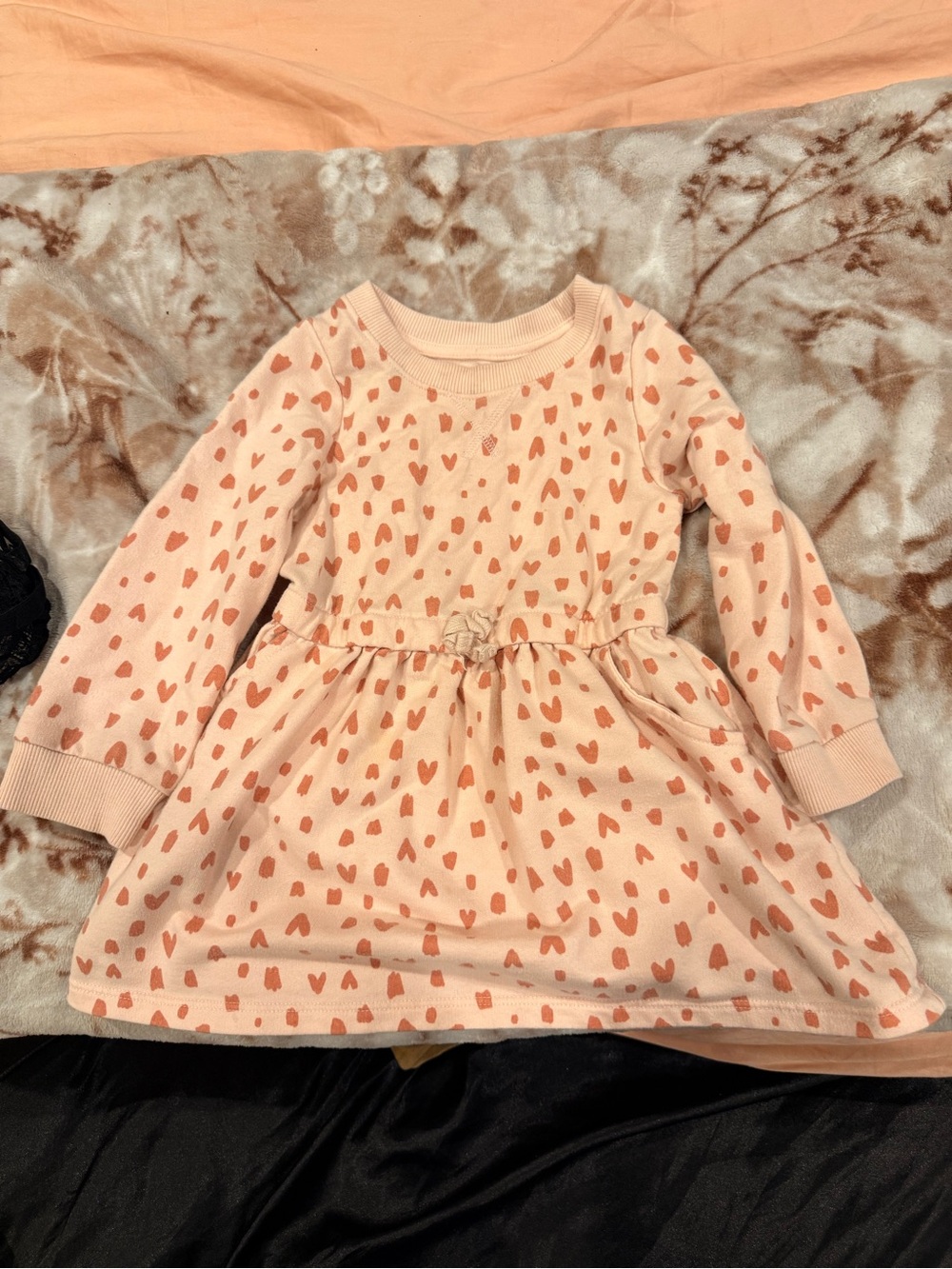 Cat & Jack Pink Heart Print Long-Sleeve Knit Dress